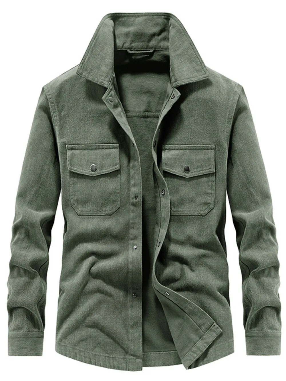 Men's Plus Size Dual Chest Pockets Shacket, image 6