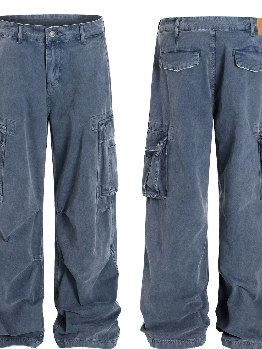 Men's Wide-Leg Cargo Jeans with Side Pockets, image 4