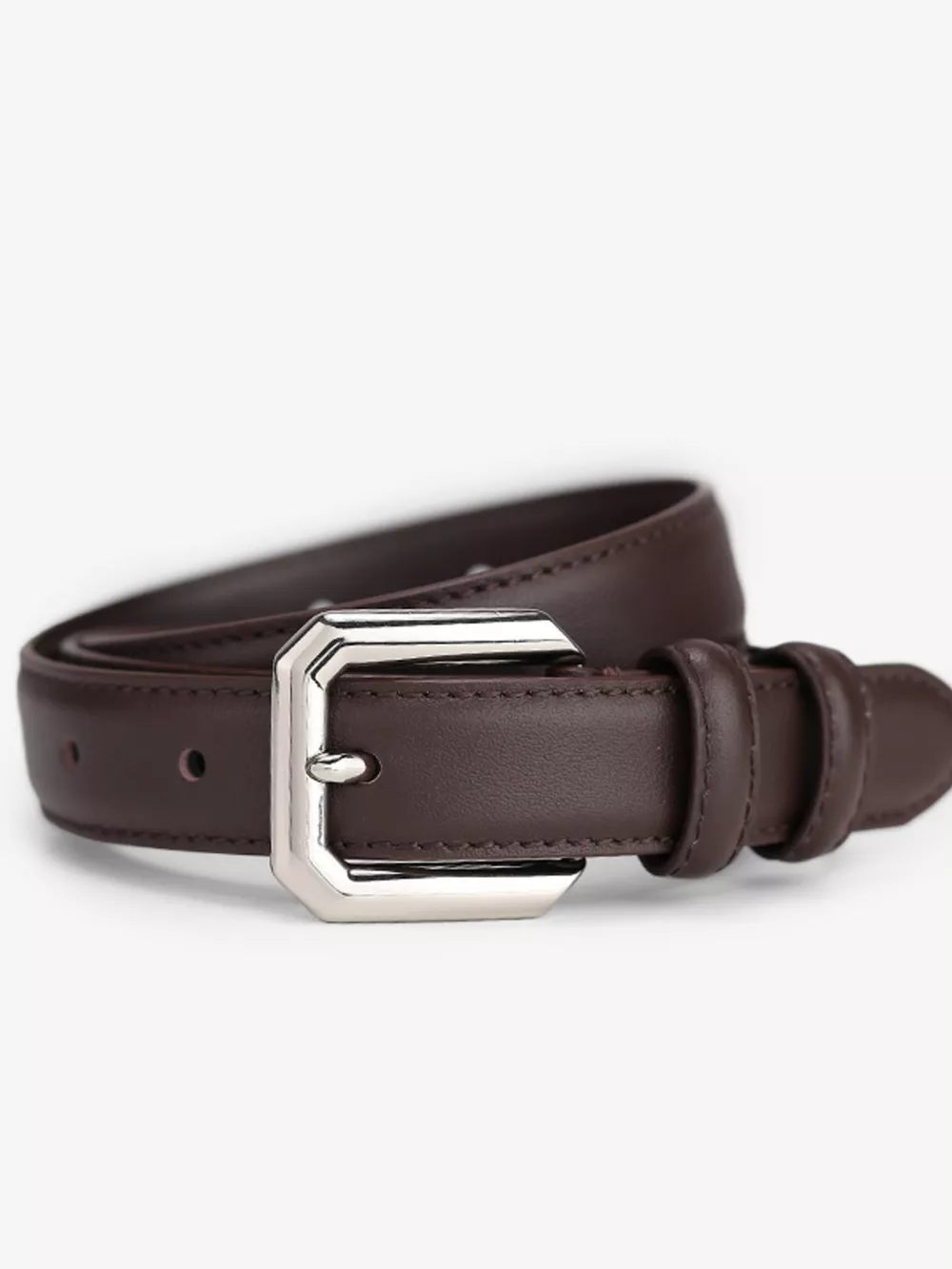Classic Leather Belt with Silver Buckle, image 4