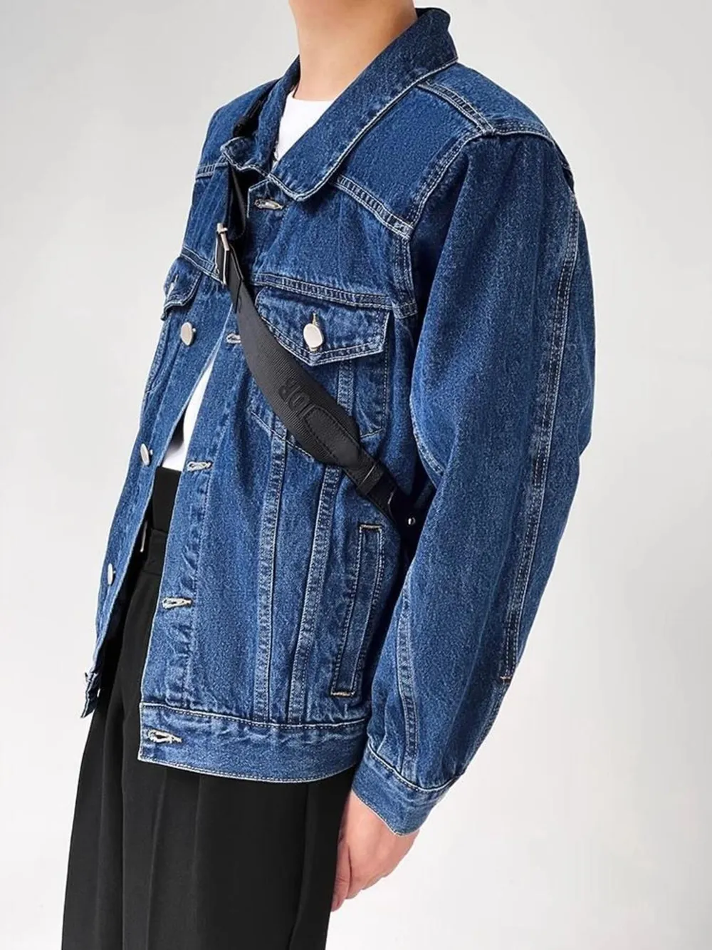 Men's Plus Size Button Up Long Sleeve Denim Jacket, image 4