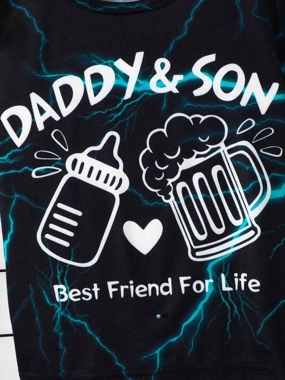 Children's Daddy & Son Best Friend Lightning Print Tee & Denim Shorts Set, image 4