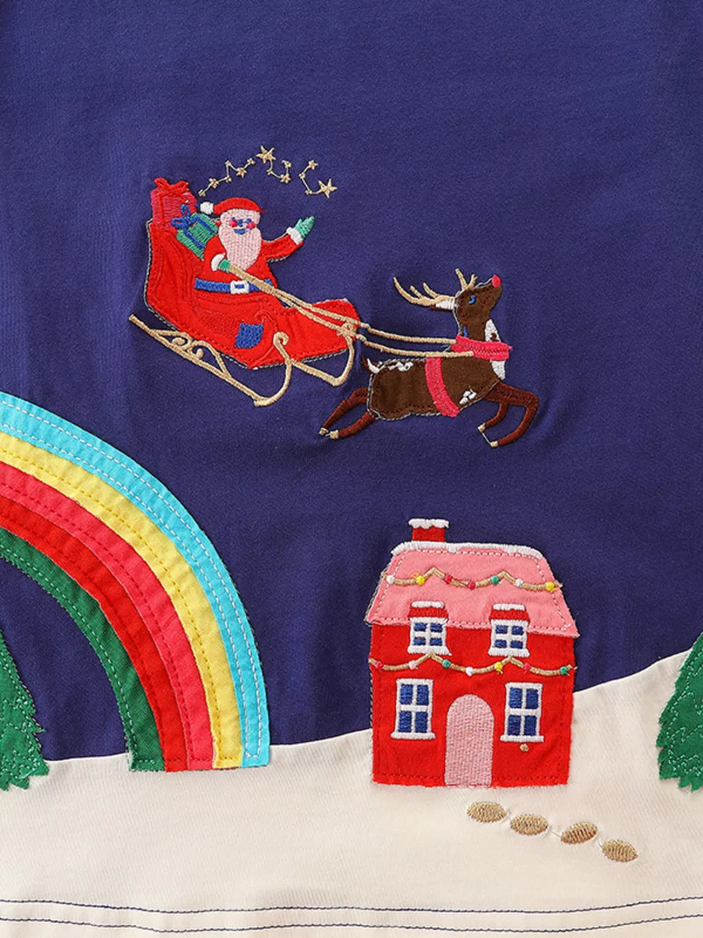 Children's Christmas Embroidered Long Sleeve Dress, image 4