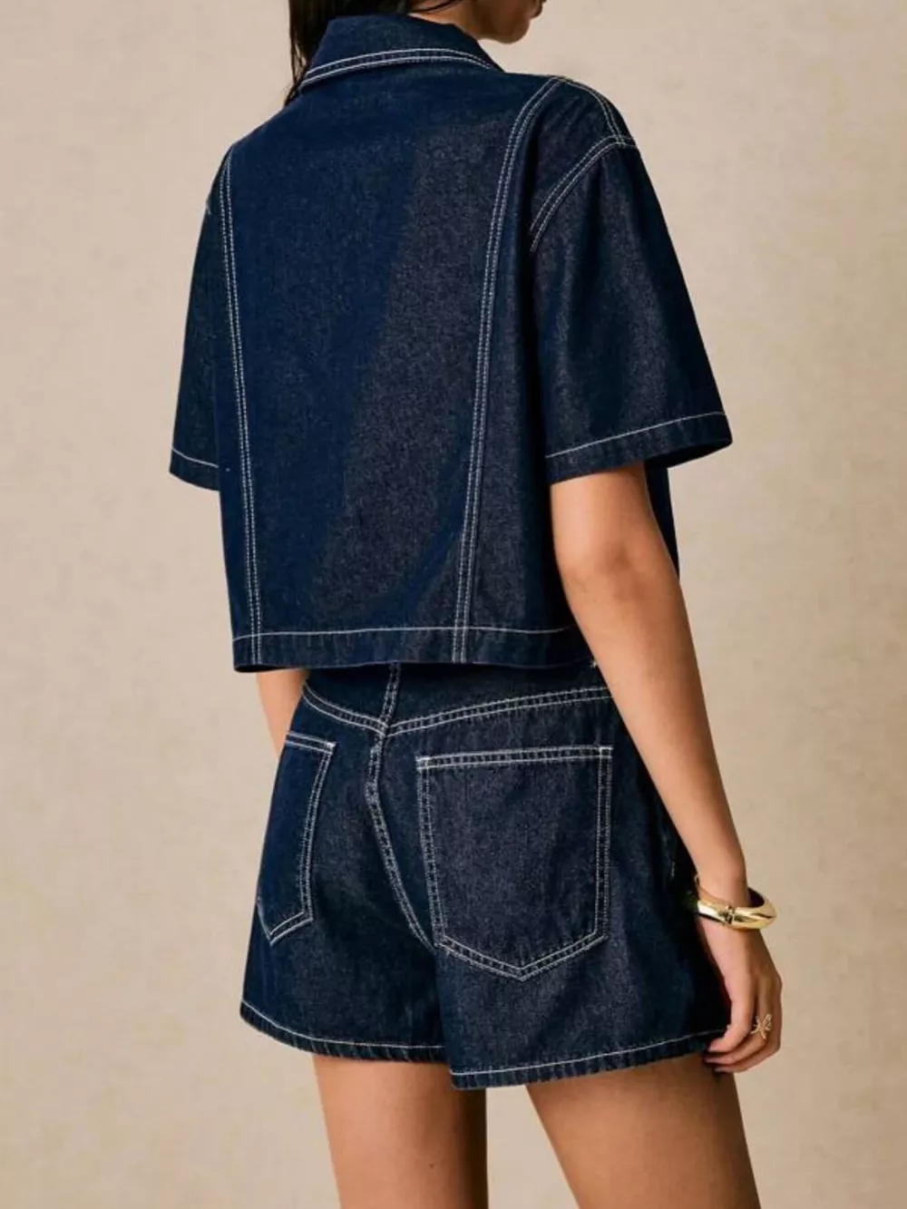Button Up Short Sleeve Top and Skort Denim Set, image 15