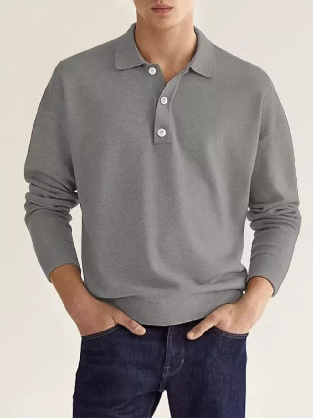 Men's Plus Size Long Sleeve Casual Polo Shirt, image 6