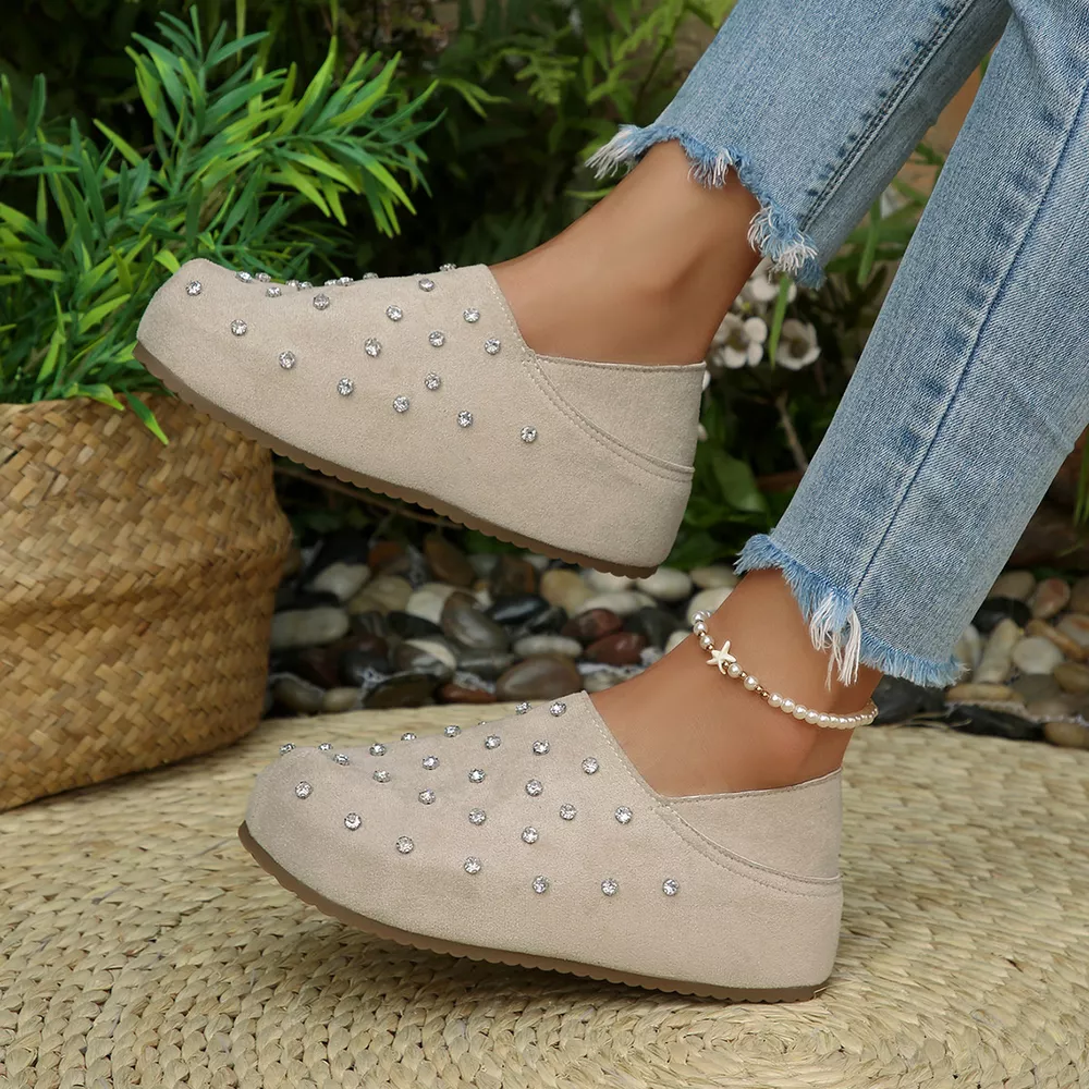 Rhinestone Round Toe Slip-Ons, image 3