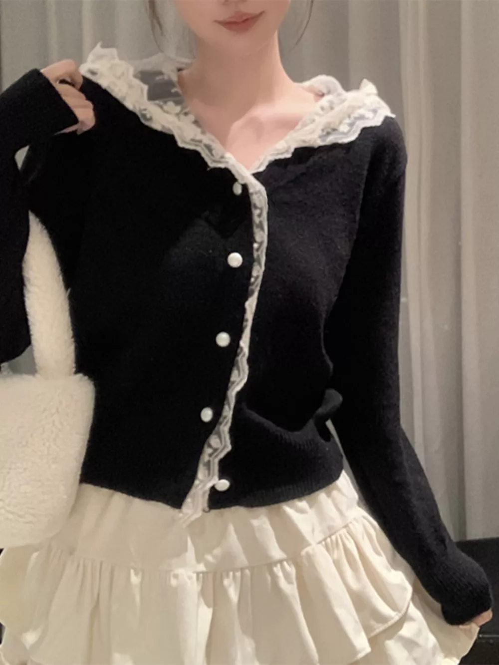 Lace Trim Hooded Cardigan, image 11