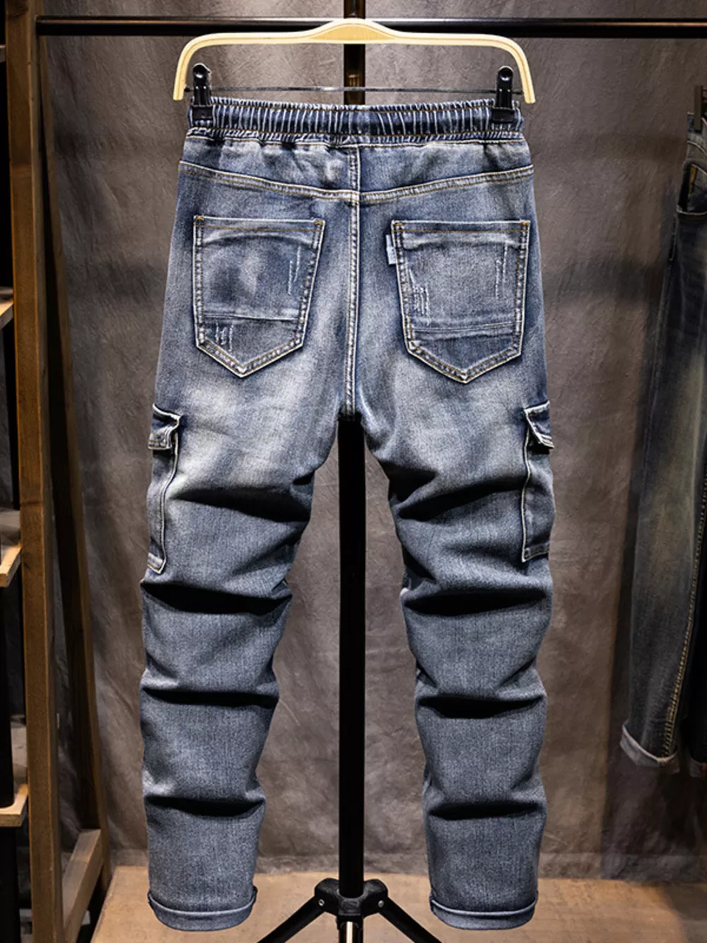 Men's Full Size Relaxed Fit Drawstring Jeans Plus Size, image 2