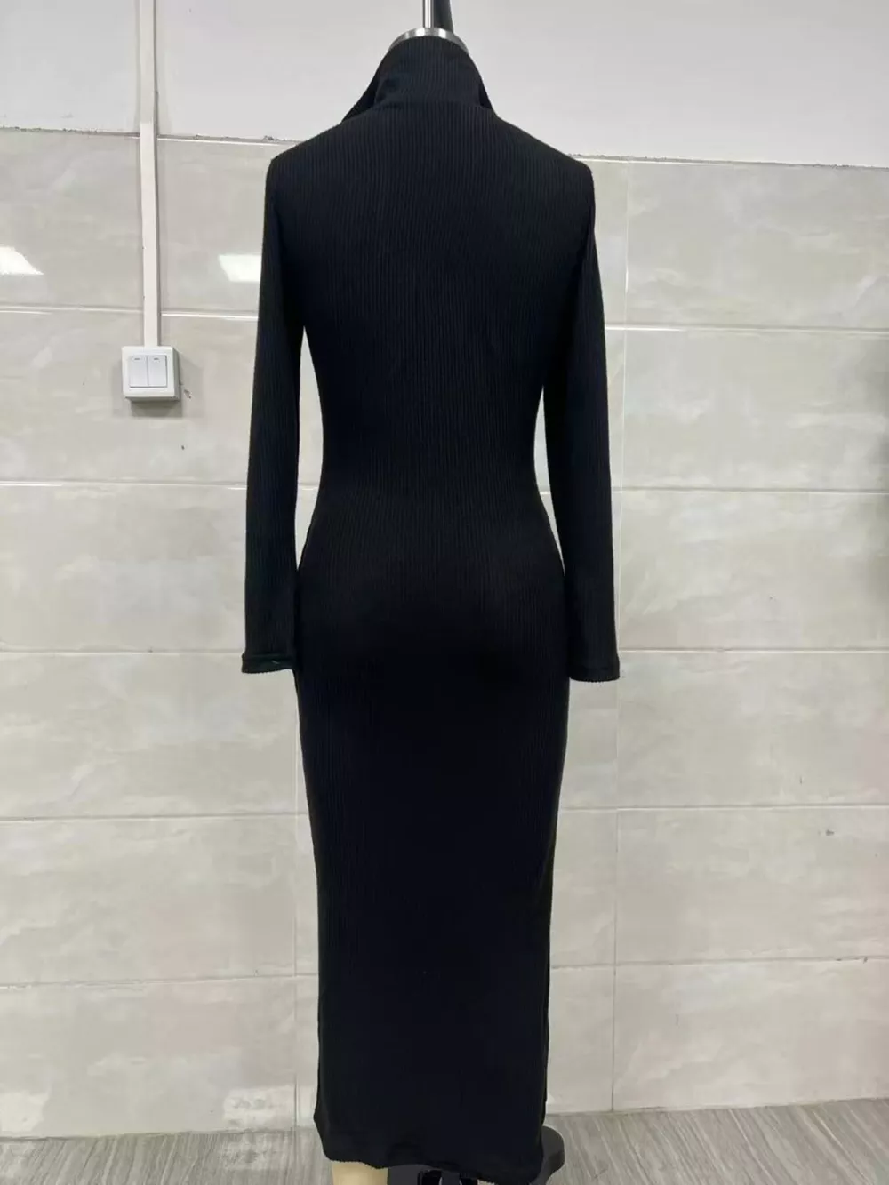 Ribbed Knit V-Neck Sweater Dress, image 7