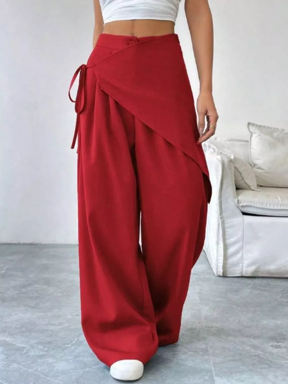 Wrap-Front Wide-Leg Pants, image 13