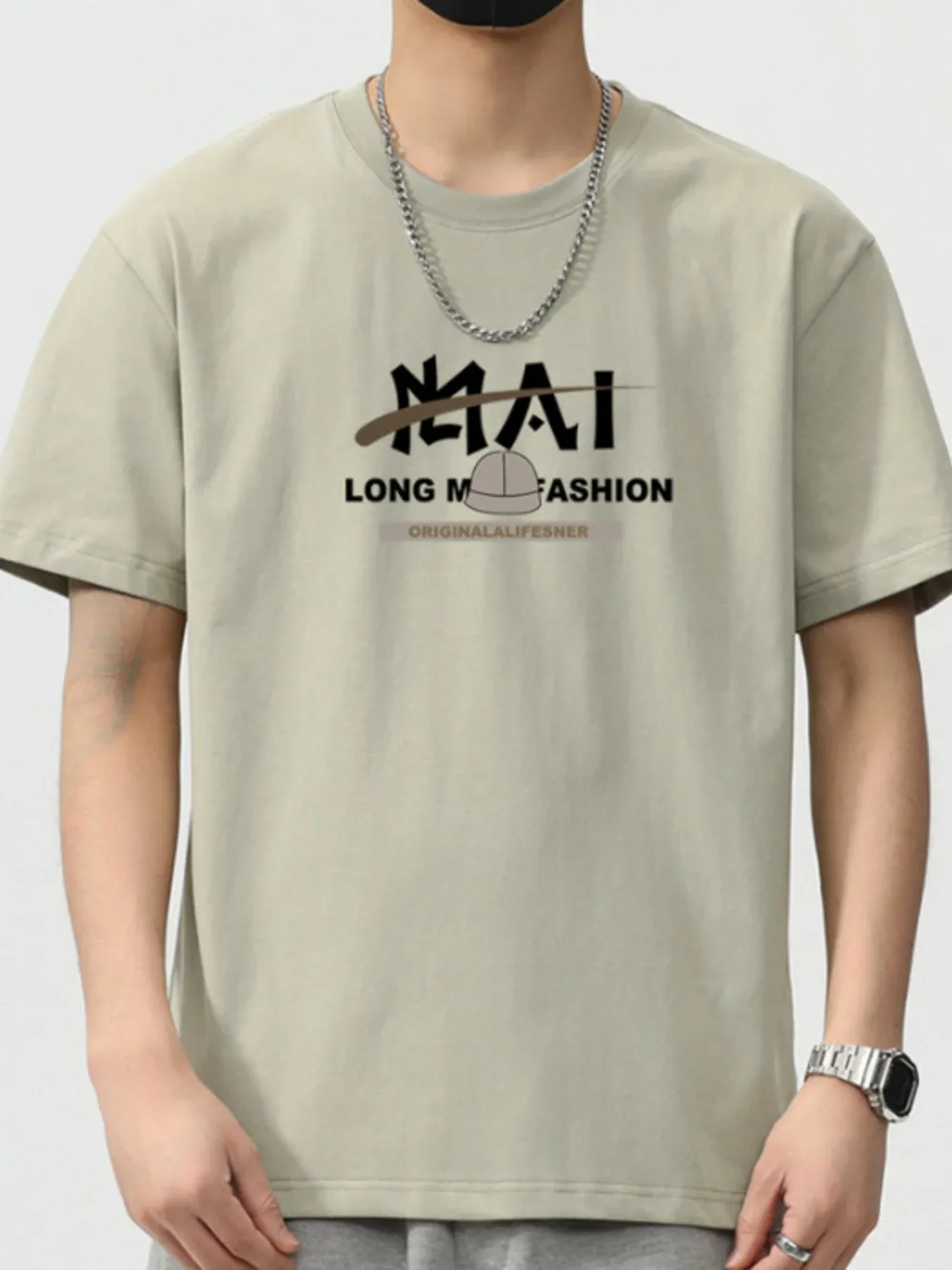 Men's Plus Size Letter Round Neck Short Sleeve T-Shirt, image 6