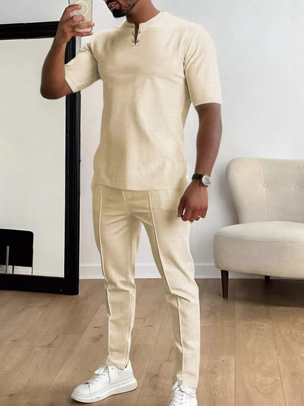 Men's Full Size Casual Short-Sleeve Top and Pants Set Plus Size, image 3