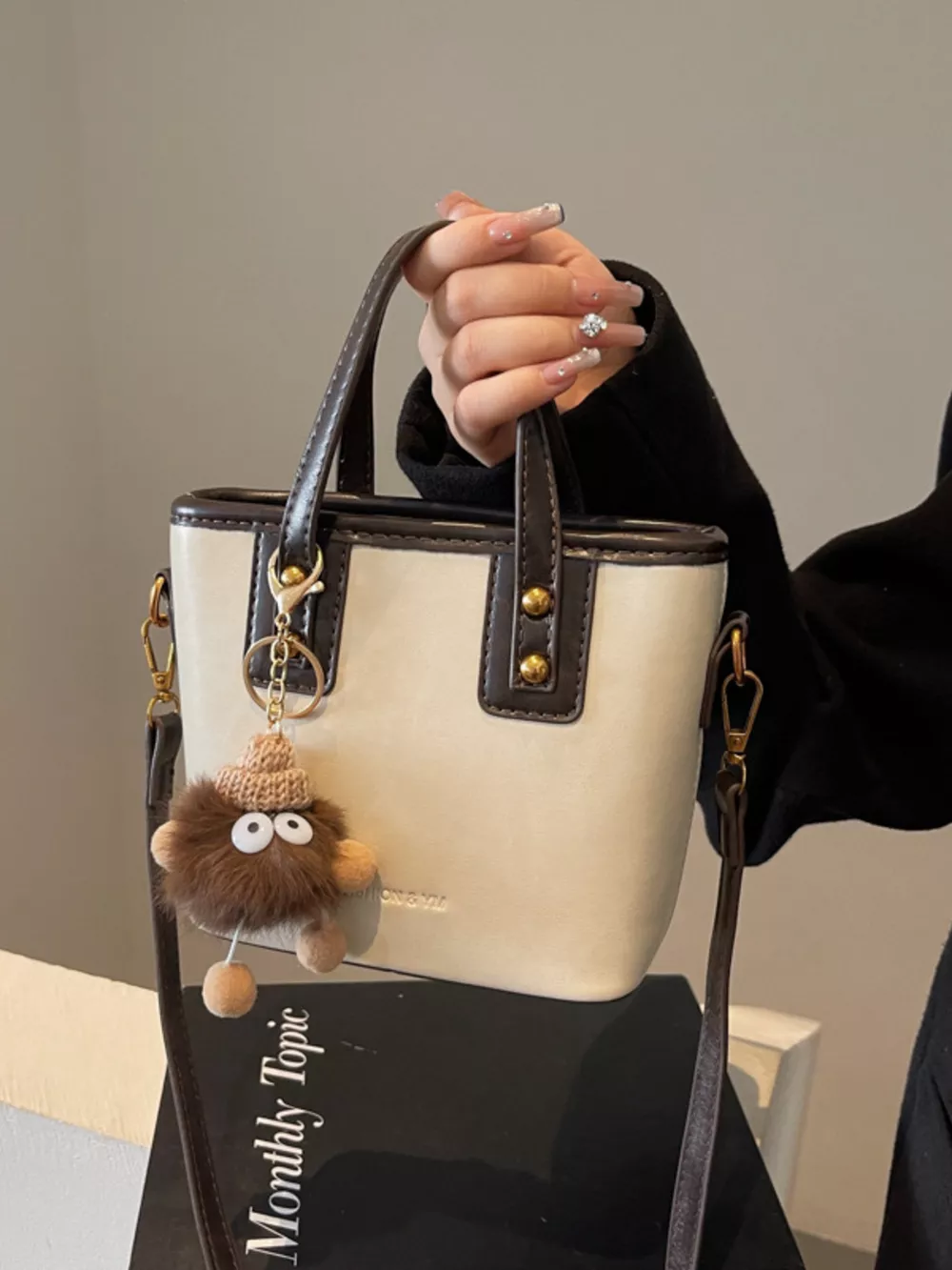 Leather Crossbody Bag with Charm, image 3