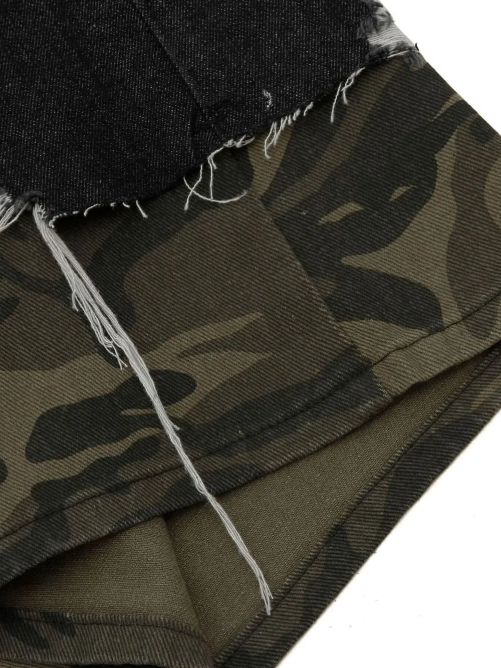 Men's Distressed Camo Trim Denim Bermuda Shorts, image 10