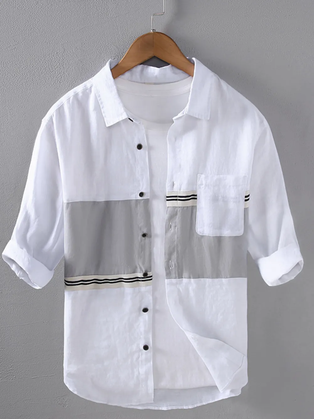 Men's Plus Size Button Up Long Sleeve Shirt, image 2