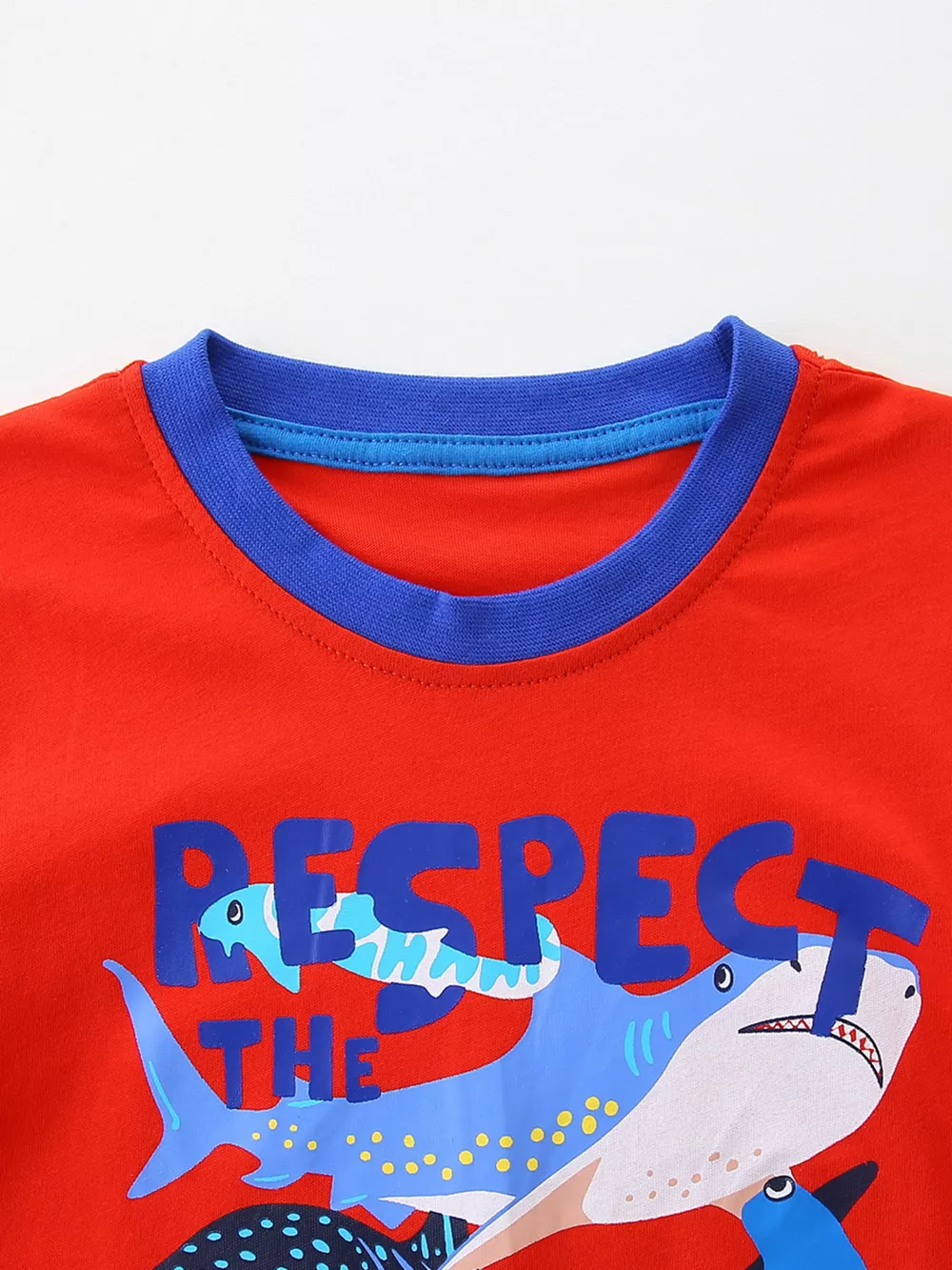 Children's Cartoon Shark Print Crew Neck Short Sleeve T-Shirt, image 4