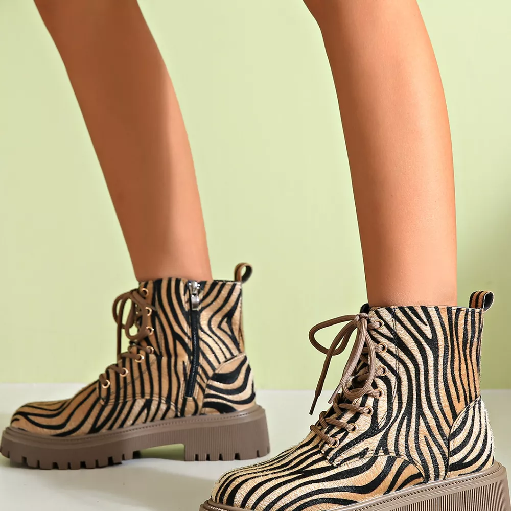 Animal Print Lace-Up Ankle Boots, image 11