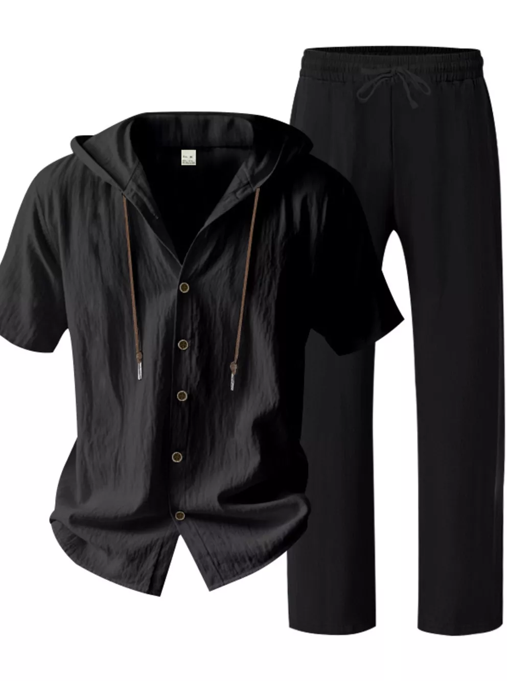 Men's Full Size Button Up Hooded Top and Pants Set Plus Size, image 8