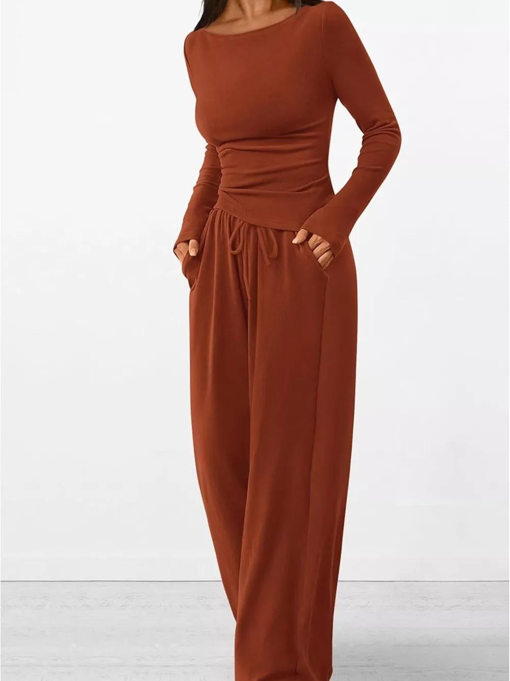 Long Sleeve Top and Wide Leg Pants Set, image 24