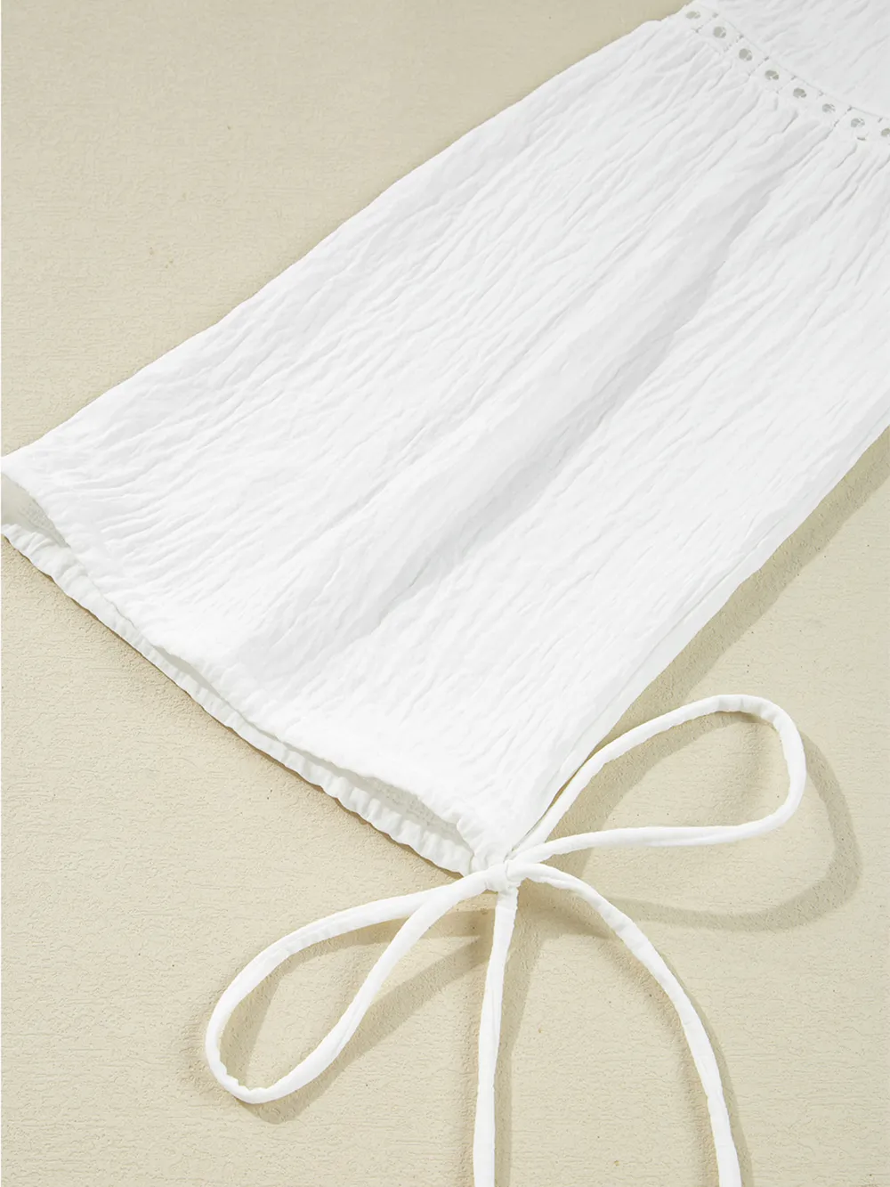Drawstring Puff Sleeve Tie Neck Blouse, image 6