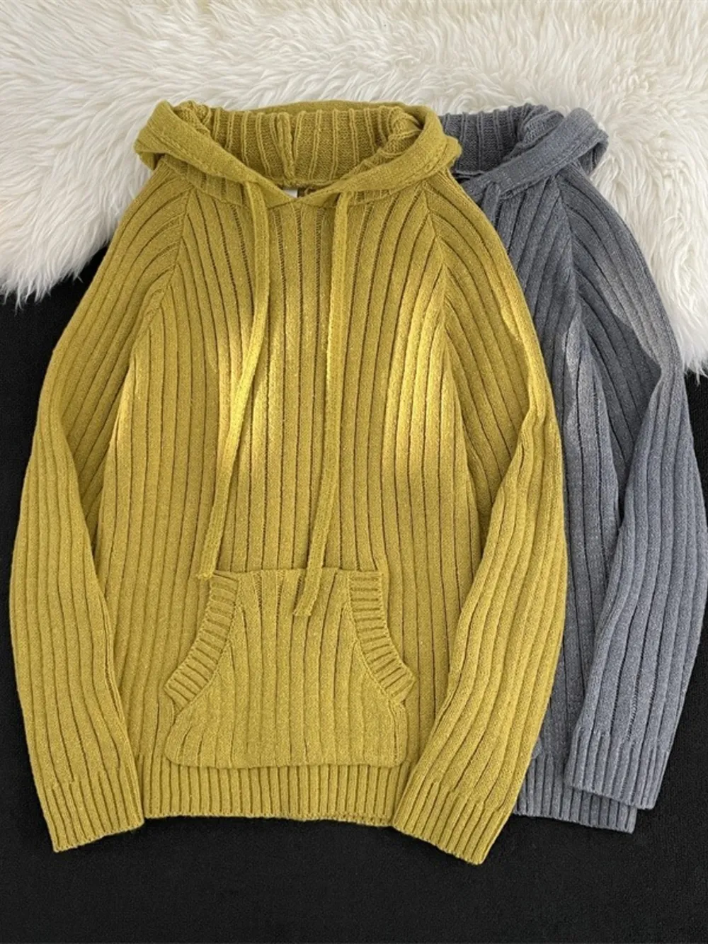 Men's Ribbed Knit Hooded Sweater, image 4