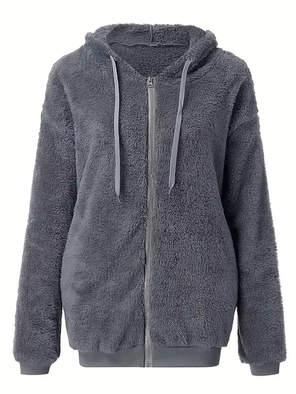 Fleece Zip-Up Drawstring Outerwear, image 2