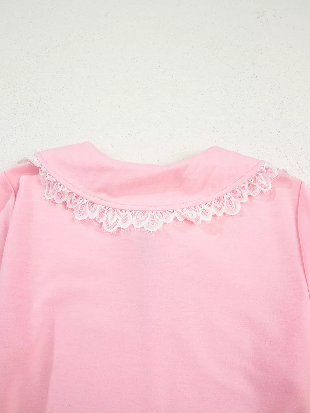 Peter Pan Lace Embellished Neck Sweatshirt and Skirt Two Piece Set, image 14