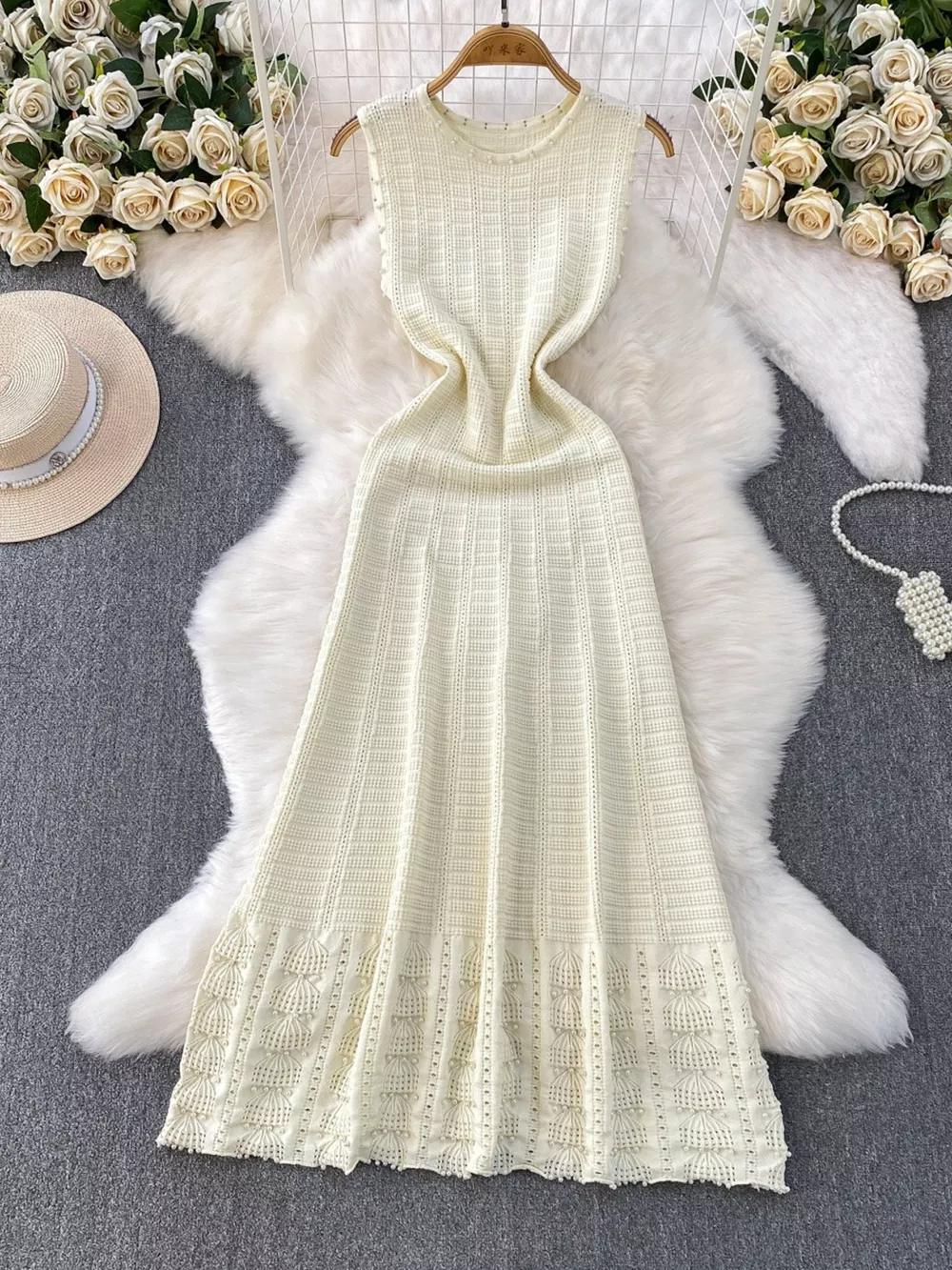 Textured Knit Sleeveless Midi Dress, image 9