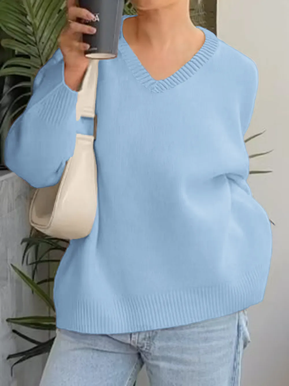 V-Neck Long Sleeve Sweater