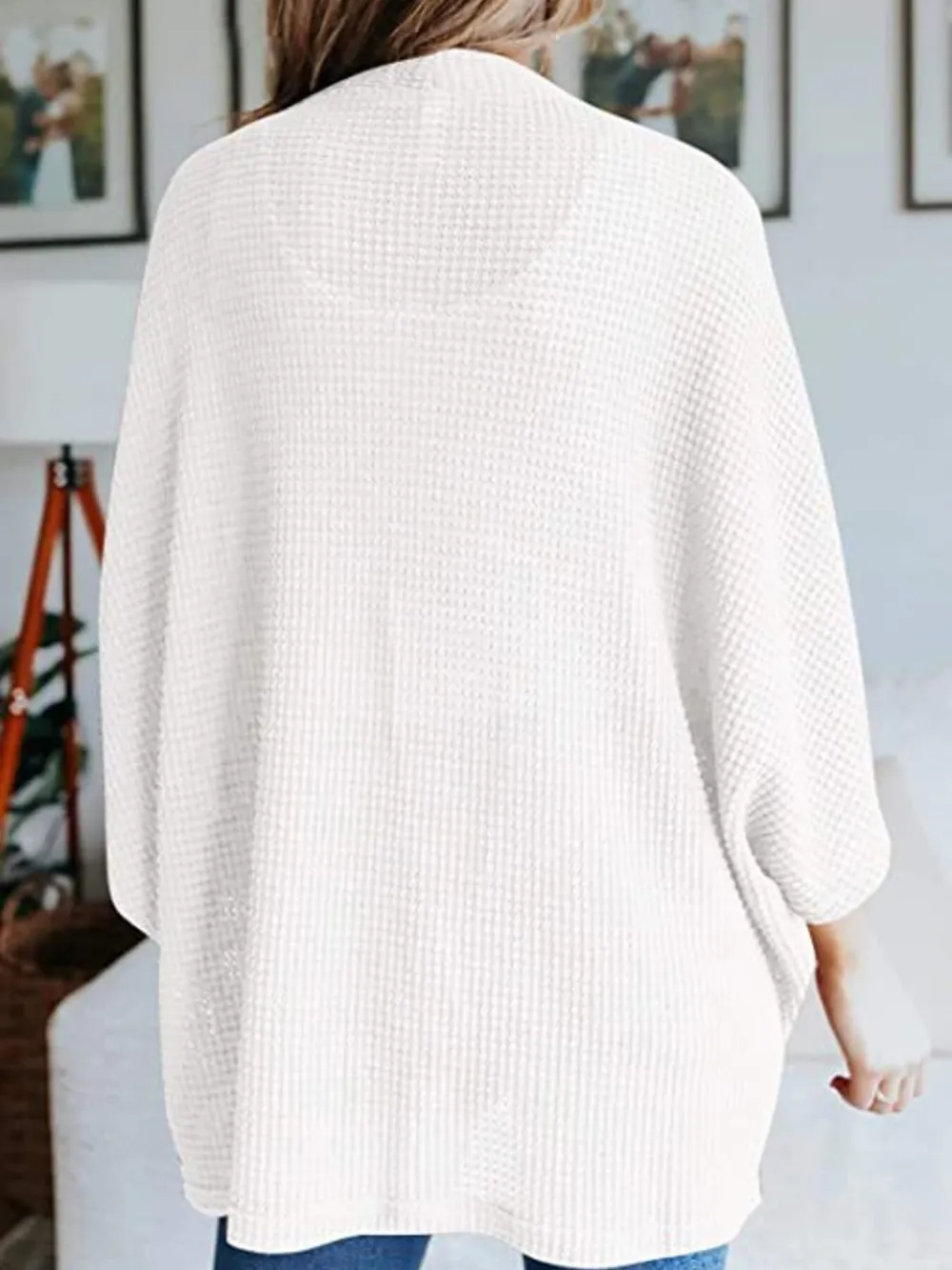 Full Size Open Front Waffle Knit Cardigan Plus Size, image 35