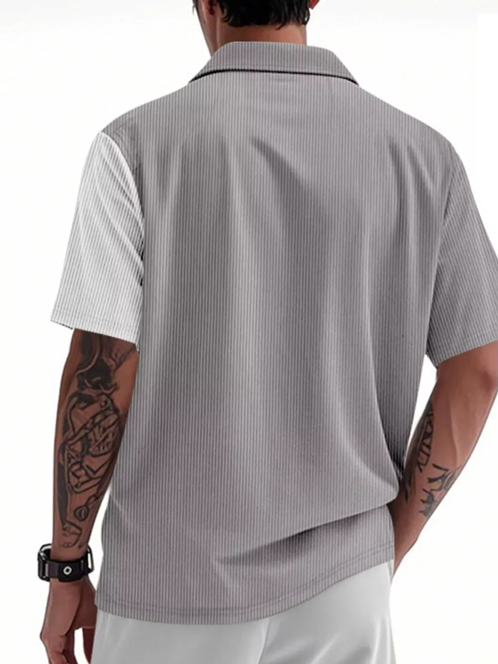 Men's Full Size Two-Tone Textured Short Sleeve Shirt Plus Size, image 6