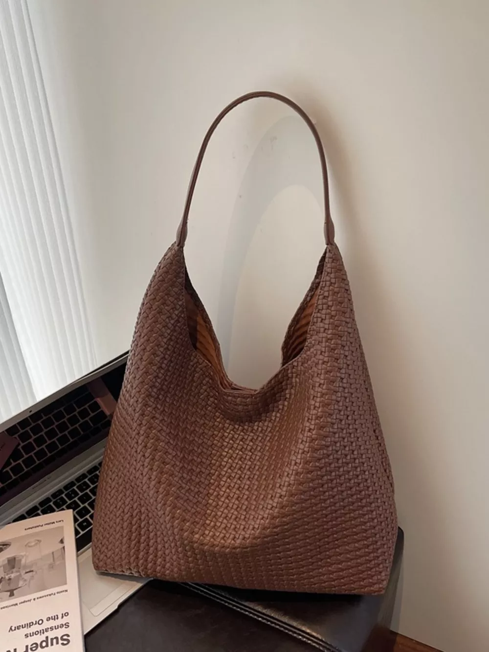 Woven Straw Texture Shoulder Bag, image 7