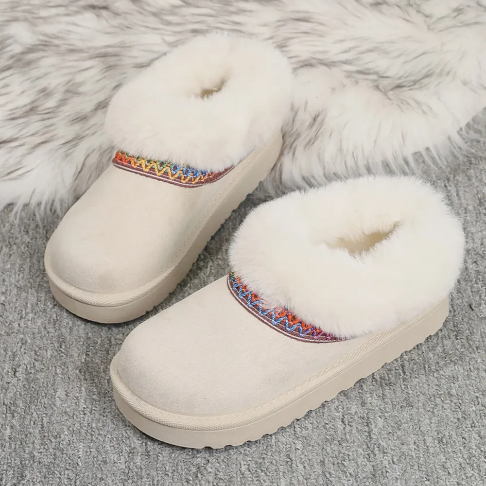 Fur-Lined Platform Boots with Decorative Woven Strap, image 8
