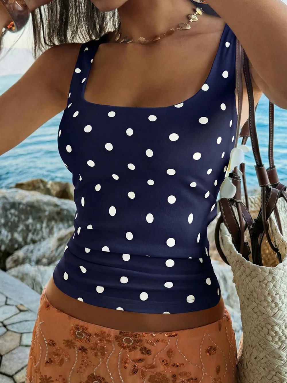 Polka Dot Scoop Neck Tank, image 10