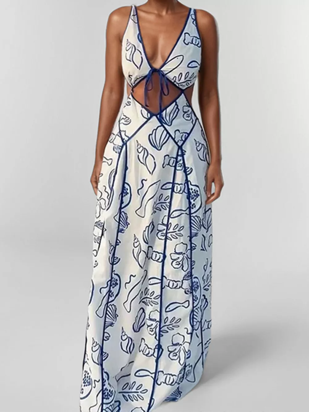 Cutout Backless Printed Maxi Dress, image 4