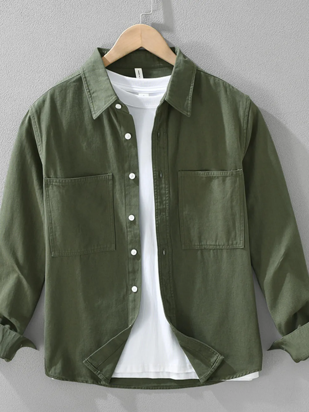Men's Plus Size Button Detail Long Sleeve Shirt, image 5