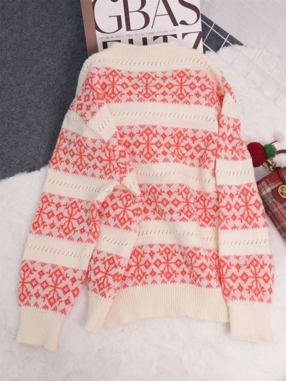 Contrast Ribbed hem Long Sleeve Sweater, image 6