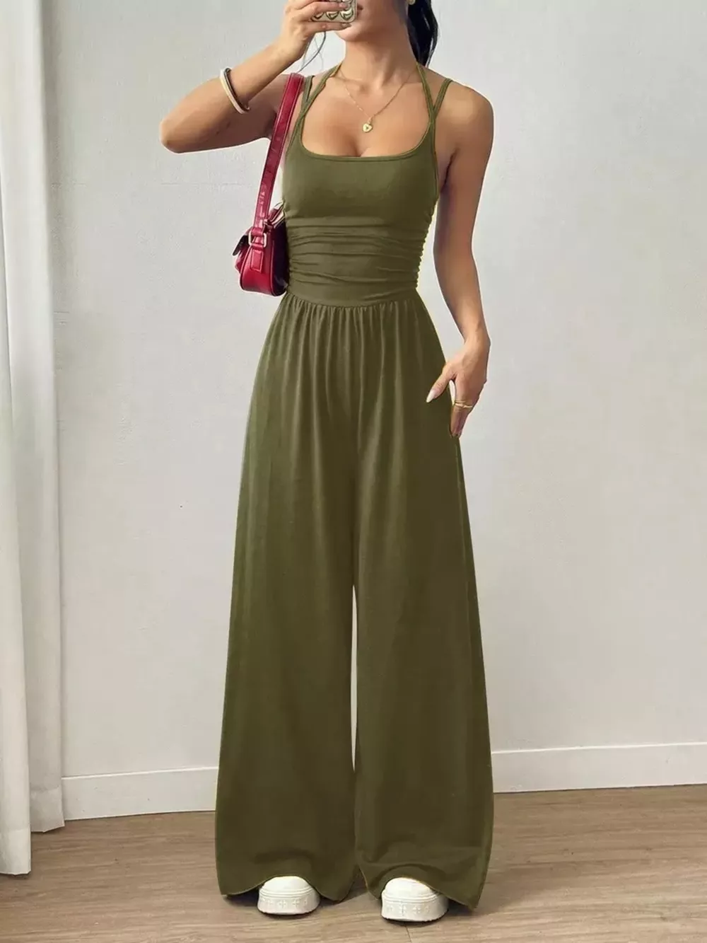 Spaghetti Strap Wide Leg Jumpsuit, image 15