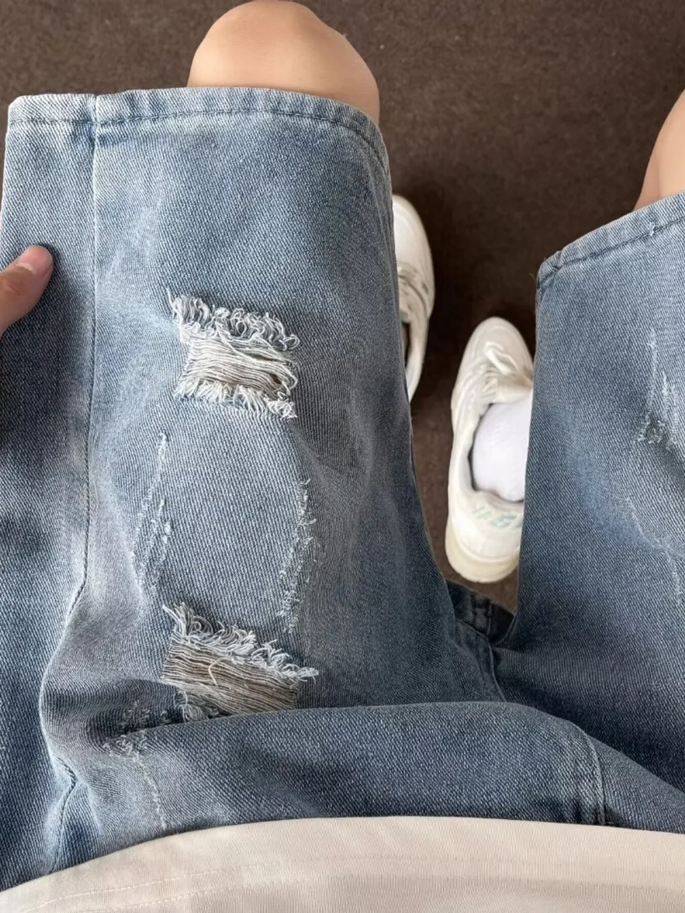Men's Full Size Ripped Casual Loose Fit Denim Shorts Plus Size, image 5