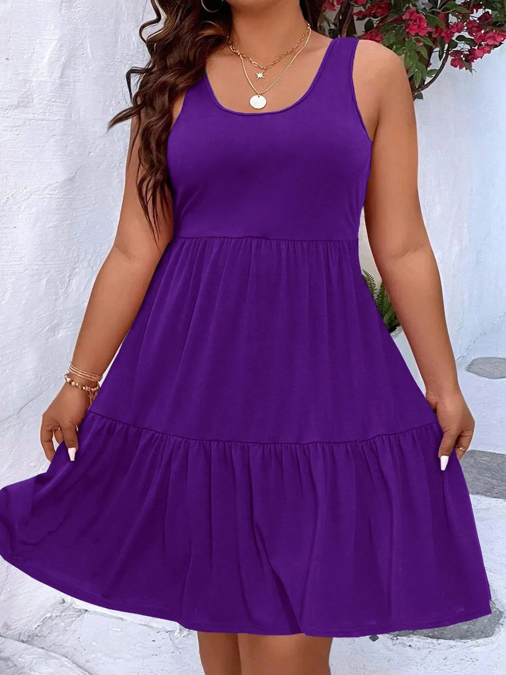 Plus Size Tiered Scoop Neck Tank Dress, image 16