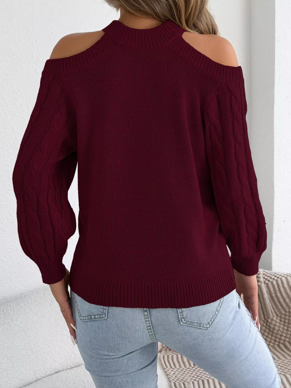 Cold Shoulder Cable Knit Sweater, image 21