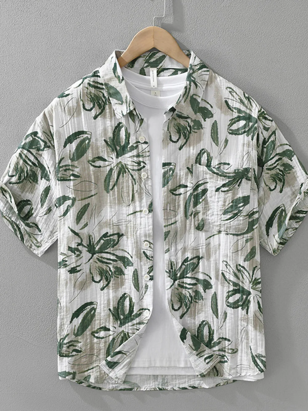 Men's Plus Size Printed Button-Up Casual Shirt