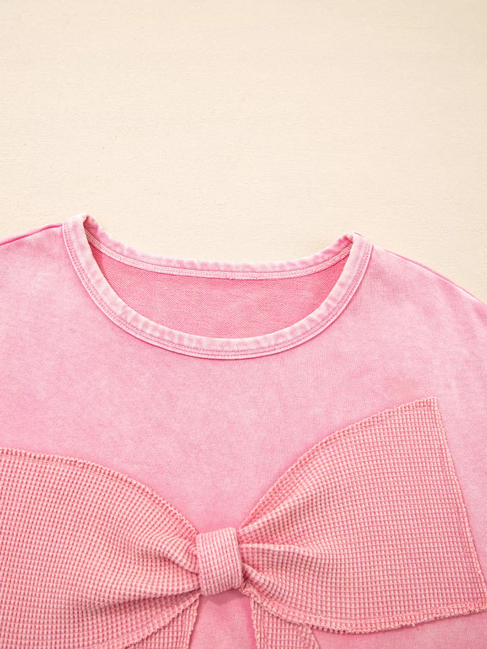 Mineral Wash Bow Patchwork Sweatshirt, image 10