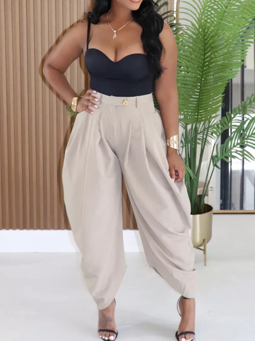 High-Waisted Wide Leg Pleated Pants, image 13
