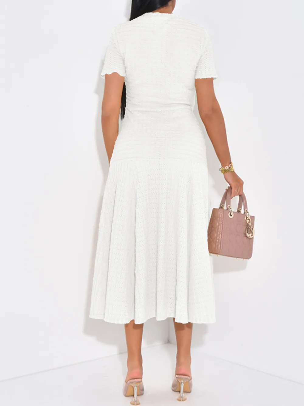 Textured Knit Short Sleeve Dress, image 6