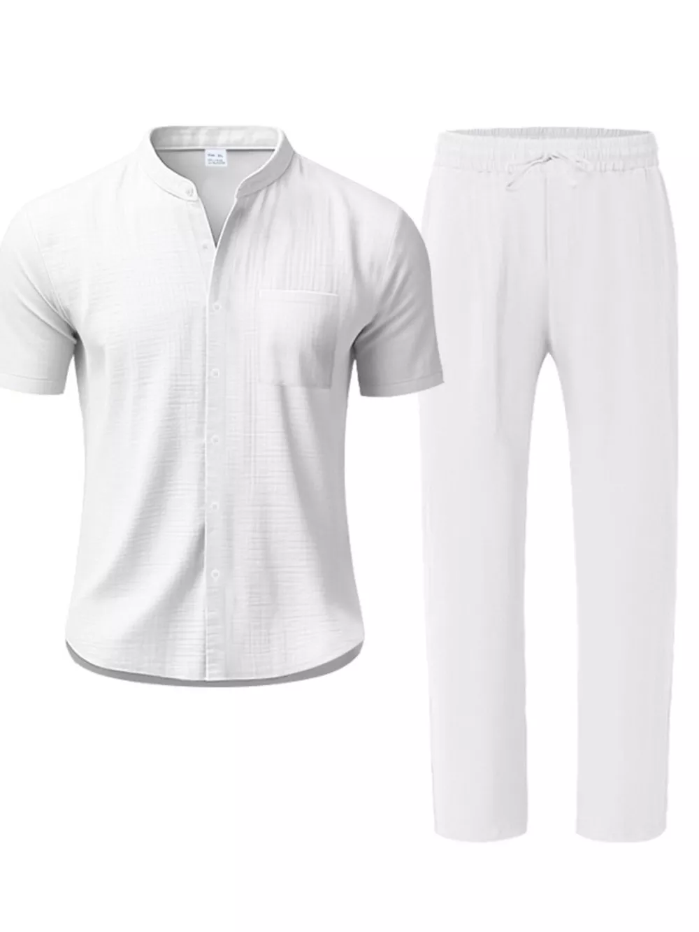 Men's Full Size Casual Button Up Short Sleeve Shirt and Pants Set Plus Size, image 7