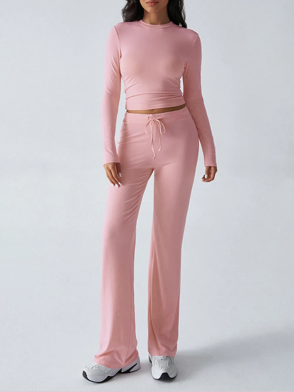 Round Neck Long Sleeve Top and Pants Set, image 12