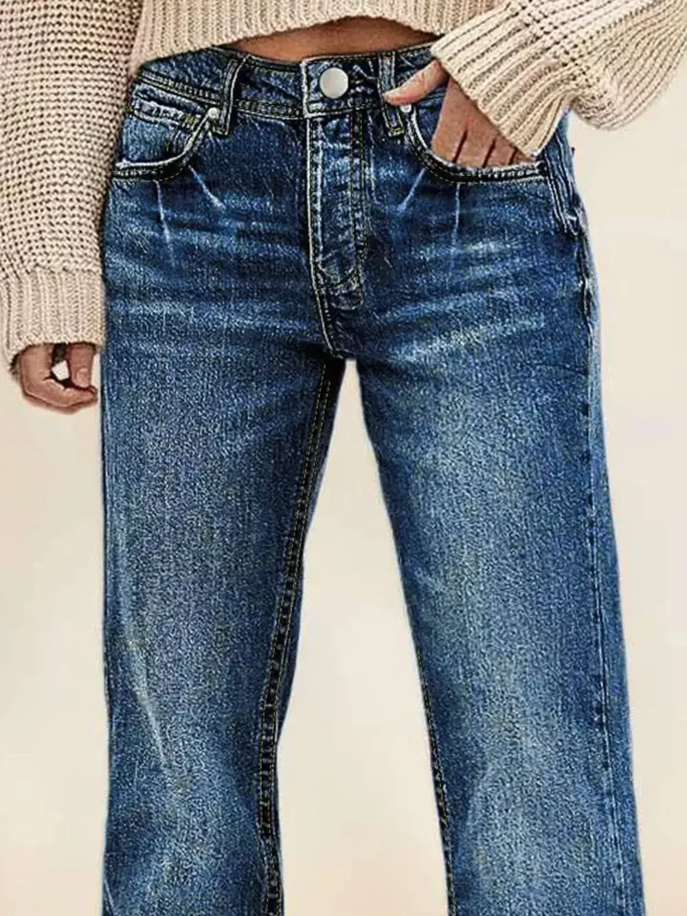 Vintage Wash Straight Leg Jeans, image 7