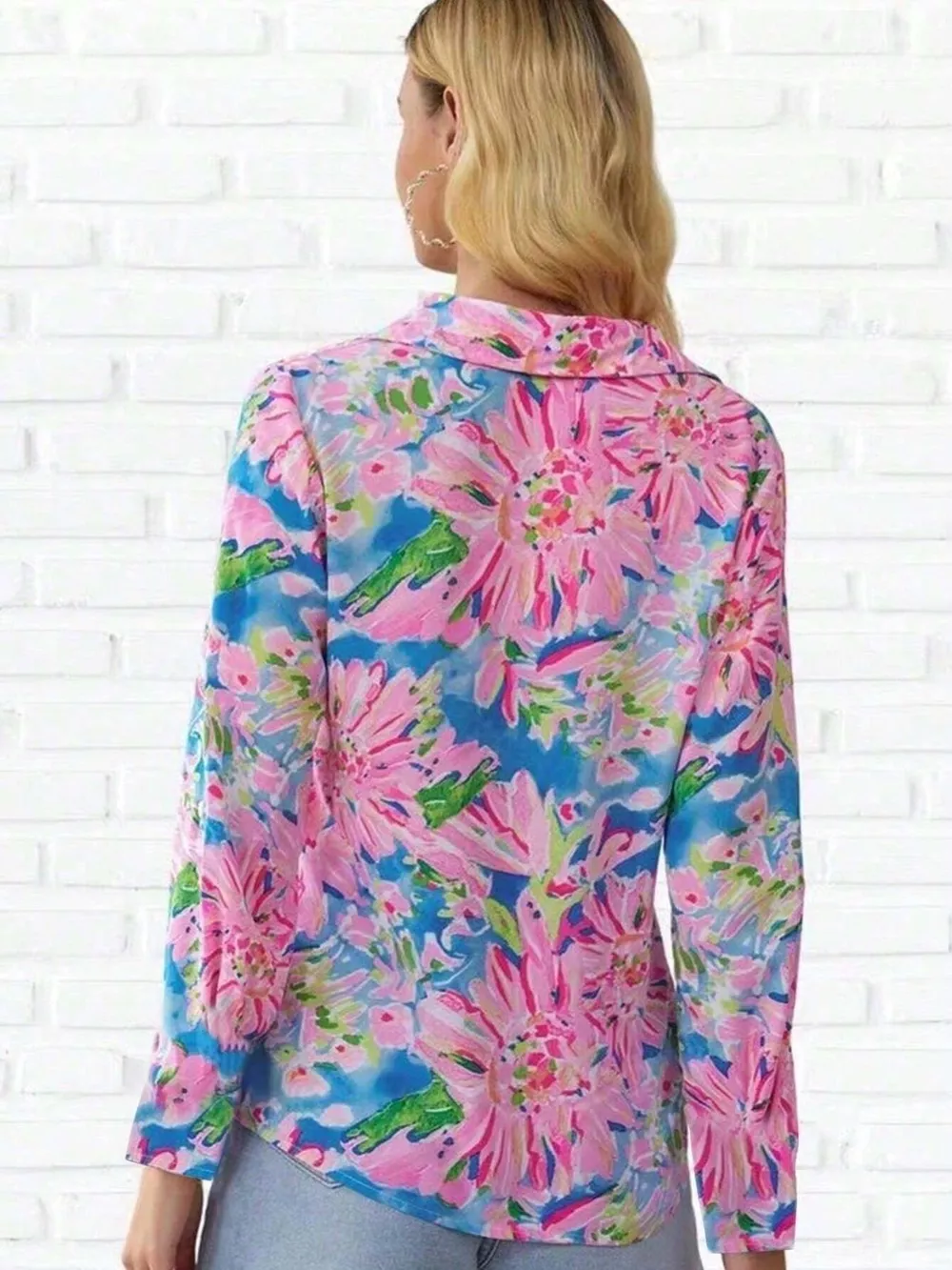 Floral Print Button-Down Shirt, image 4