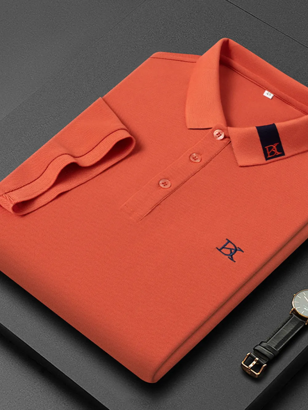 Men's Plus Size Short Sleeve Embroidered Detail Polo, image 7