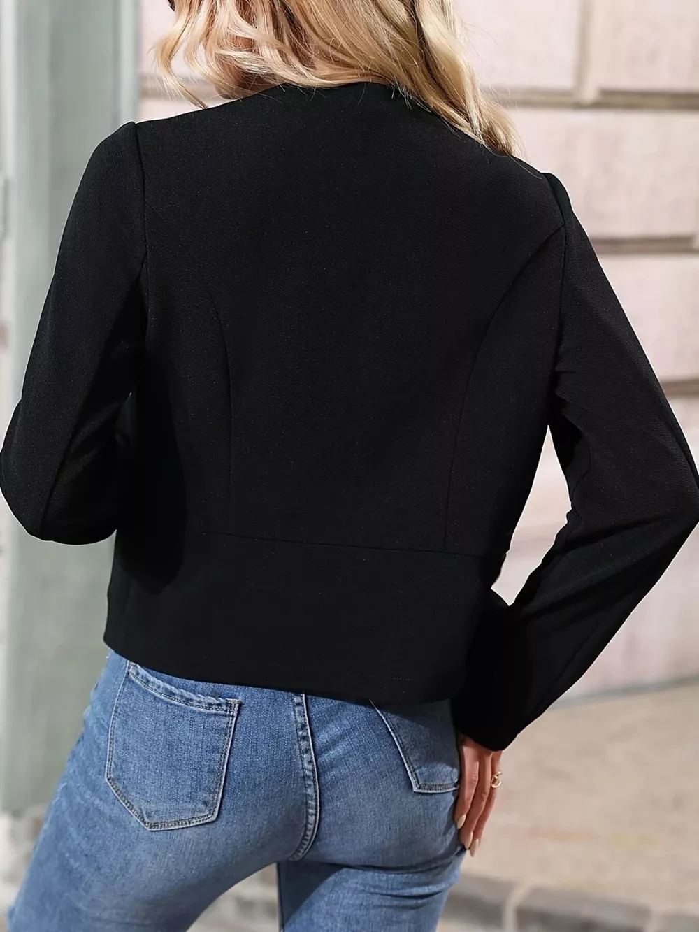 Minimalist Open-Front Cropped Blazer, image 9